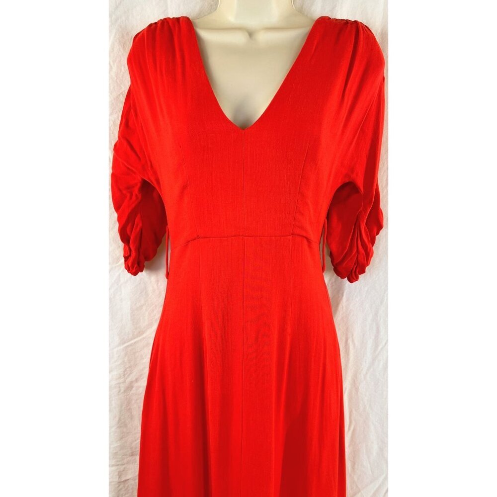 Nicholas Red Gathered Sleeve Midi Dress $698 - Picture 3 of 12